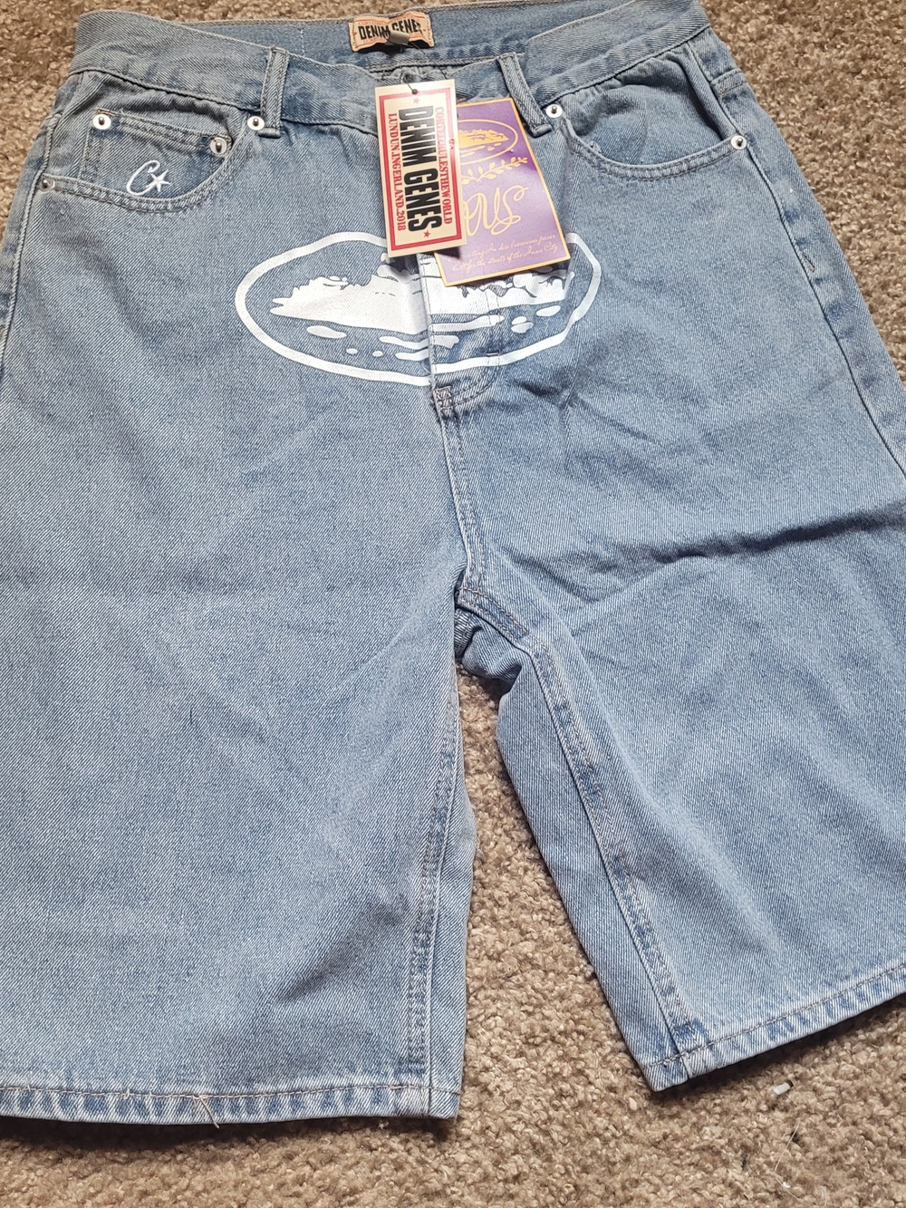Gibson Light Blue Denim Men’s Graphic Jean Shorts
